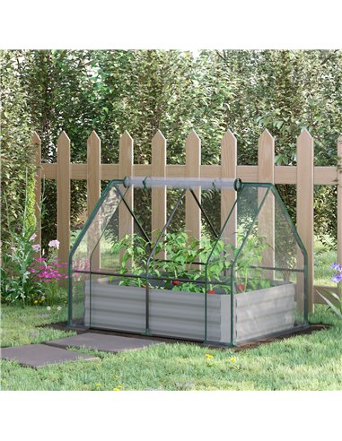 Outsunny Raised Garden Bed with Greenhouse, Grey 845-520GY