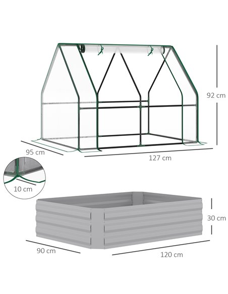 Outsunny Raised Garden Bed with Greenhouse, Grey 845-520GY - pic 38291 | FastDaddyshop