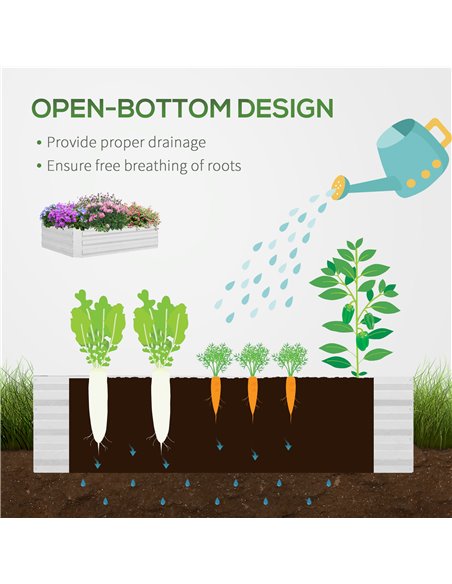 Outsunny Raised Garden Bed with Greenhouse, Steel Planter Box with Plastic Cover, Roll Up Window, Dual Use for Flowers, Vegetabl - pic 38295 | FastDaddyshop