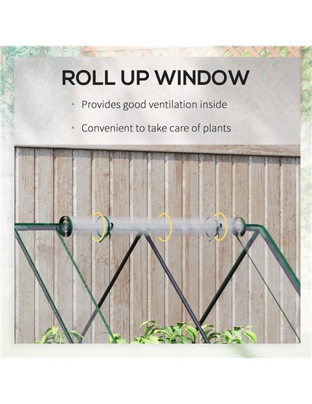 Outsunny Raised Garden Bed with Greenhouse, Steel Planter Box with Plastic Cover, Roll Up Window, Dual Use for Flowers, Vegetabl - pic 38296 | FastDaddyshop