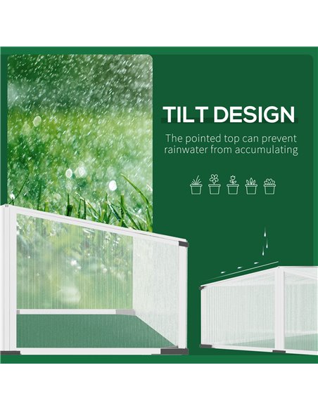 Outsunny Cold Frame Greenhouse Polycarbonate Greenhouse Aluminium Grow House w/ Independent Opening Tops for Plants, 120 x 100 x - pic 38303 | FastDaddyshop