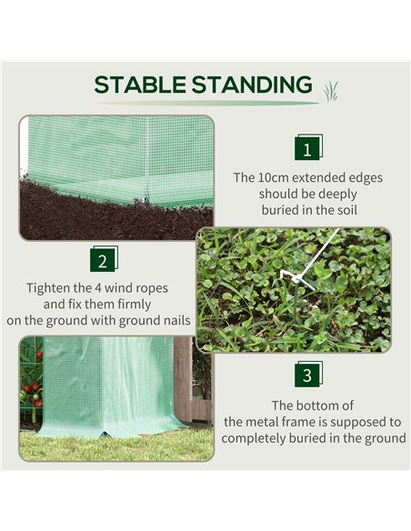 Outsunny Garden Greenhouse with PE Plant Cover, Windows and Zipper Door for Fruit and Veg 198L x 77W x 149-168H cm 845-144V01 - pic 38312 | FastDaddyshop