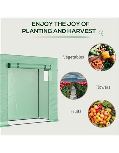 Outsunny Garden Greenhouse with PE Plant Cover, Windows and Zipper Door for Fruit and Veg 198L x 77W x 149-168H cm 845-144V01