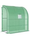 Outsunny Lean to Greenhouses with Windows and Doors 2 Tiers 4 Wired Shelves 200L x 100W x 215Hcm Green 845-304V04GN