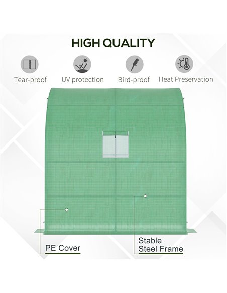 Outsunny Lean to Greenhouses with Windows and Doors 2 Tiers 4 Wired Shelves 200L x 100W x 215Hcm Green 845-304V04GN - pic 38320 | FastDaddyshop
