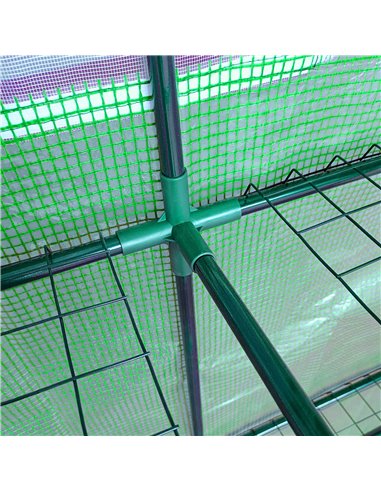 Outsunny Lean to Greenhouses with Windows and Doors 2 Tiers 4 Wired Shelves 200L x 100W x 215Hcm Green 845-304V04GN