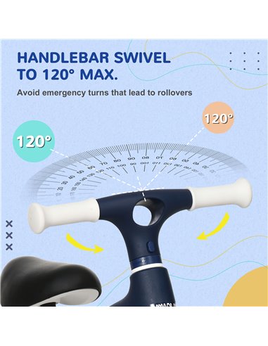 AIYAPLAY Balance Bike with Adjustable Seat for 1.5 - 3 Years Old - Blue