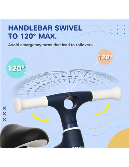 AIYAPLAY Balance Bike with Adjustable Seat for 1.5 - 3 Years Old - Blue - pic 3833 | FastDaddyshop