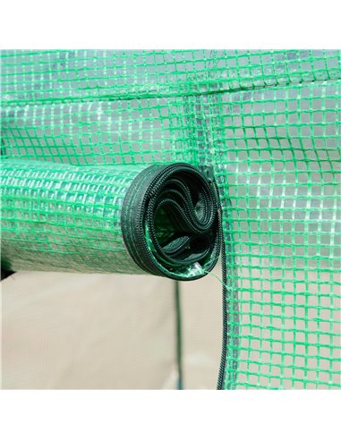 Outsunny Walk-In Polytunnel Greenhouse, Outdoor Garden Greenhouse with PE Cover, Zippered Roll Up Door and 6 Windows, 4 x 3 x 2 
