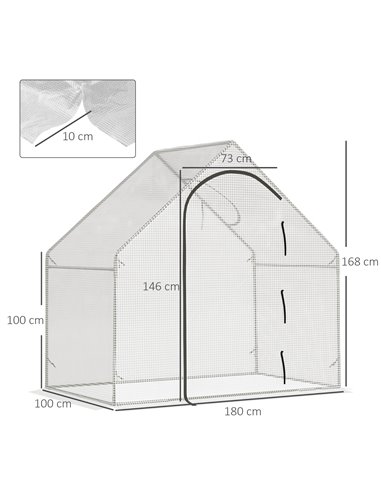 Outsunny Walk-In Greenhouse Vegetable Plant herb Garden Grow House w/ Window Roll-Up Door Steel Frame All-Year Portable, 180 x 1