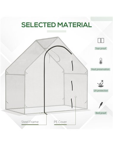 Outsunny Walk-In Greenhouse Vegetable Plant herb Garden Grow House w/ Window Roll-Up Door Steel Frame All-Year Portable, 180 x 1