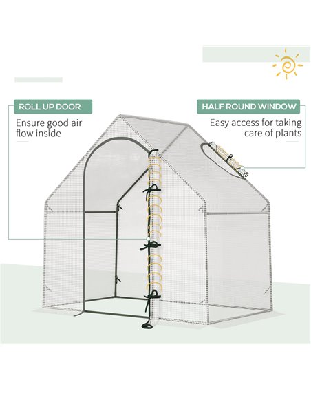 Outsunny Walk-In Greenhouse Vegetable Plant herb Garden Grow House w/ Window Roll-Up Door Steel Frame All-Year Portable, 180 x 1 - pic 38338 | FastDaddyshop