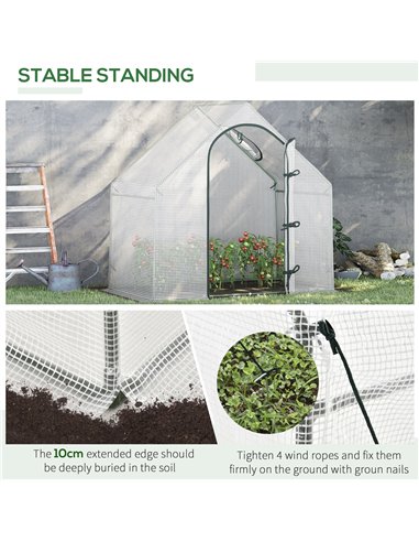 Outsunny Walk-In Greenhouse Vegetable Plant herb Garden Grow House w/ Window Roll-Up Door Steel Frame All-Year Portable, 180 x 1