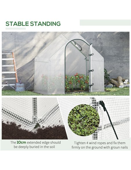 Outsunny Walk-In Greenhouse Vegetable Plant herb Garden Grow House w/ Window Roll-Up Door Steel Frame All-Year Portable, 180 x 1 - pic 38339 | FastDaddyshop