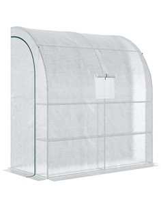 Outsunny Walk-In Lean to Polytunnel Greenhouse, White 845-304V04