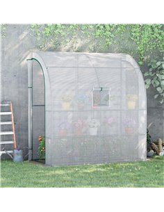 Outsunny Walk-In Lean to Polytunnel Greenhouse, White 845-304V04 2