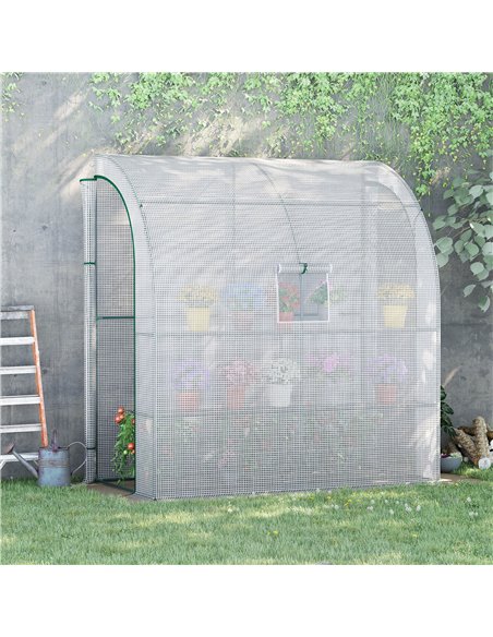 Outsunny Walk-In Lean to Polytunnel Greenhouse, White 845-304V04 - pic 38344 | FastDaddyshop