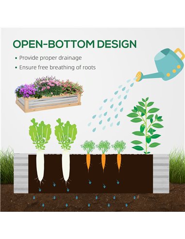 Outsunny Raised Garden Bed with Greenhouse Top, Garden Wooden Cold Frame Greenhouse Flower Planter Protection, 122x 61 x 81.7cm,