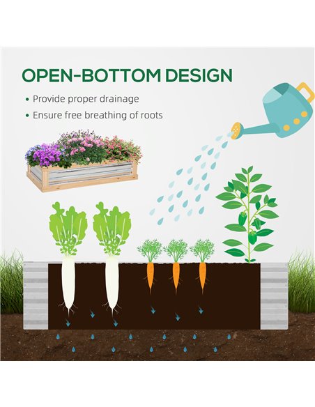 Outsunny Raised Garden Bed with Greenhouse Top, Garden Wooden Cold Frame Greenhouse Flower Planter Protection, 122x 61 x 81.7cm, - pic 38356 | FastDaddyshop