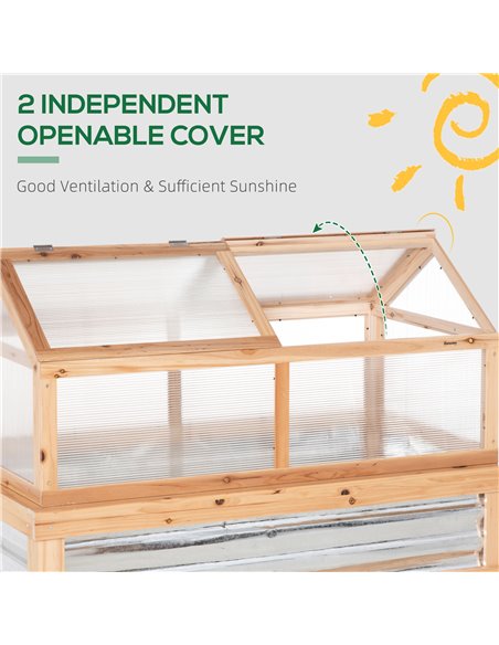 Outsunny Raised Garden Bed with Greenhouse Top, Garden Wooden Cold Frame Greenhouse Flower Planter Protection, 122x 61 x 81.7cm, - pic 38358 | FastDaddyshop