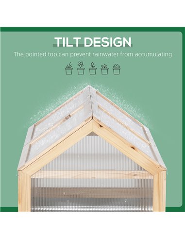 Outsunny Raised Garden Bed with Greenhouse Top, Garden Wooden Cold Frame Greenhouse Flower Planter Protection, 122x 61 x 81.7cm,