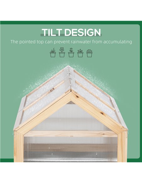 Outsunny Raised Garden Bed with Greenhouse Top, Garden Wooden Cold Frame Greenhouse Flower Planter Protection, 122x 61 x 81.7cm, - pic 38359 | FastDaddyshop