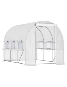 Outsunny 3 x 2 x 2m Walk-in Tunnel Greenhouse, White 845-611WT