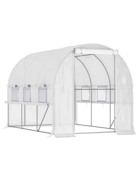 Outsunny 3 x 2 x 2m Walk-in Tunnel Greenhouse, White 845-611WT - pic 38361 | FastDaddyshop