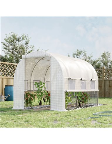 Outsunny 3 x 2 x 2m Walk-in Tunnel Greenhouse, White 845-611WT