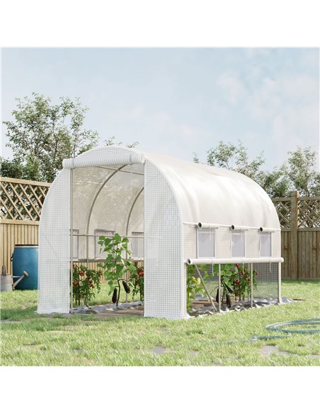 Outsunny 3 x 2 x 2m Walk-in Tunnel Greenhouse, White 845-611WT - pic 38362 | FastDaddyshop