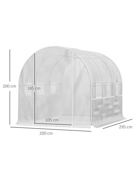Outsunny 3 x 2 x 2m Walk-in Tunnel Greenhouse, White 845-611WT - pic 38363 | FastDaddyshop