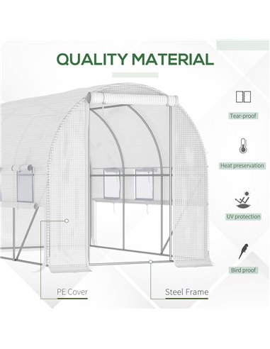 Outsunny 3 x 2 x 2m Walk-in Tunnel Greenhouse, White 845-611WT