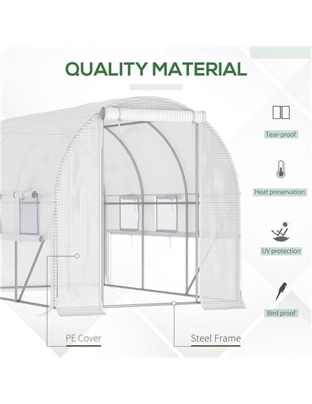 Outsunny 3 x 2 x 2m Walk-in Tunnel Greenhouse, White 845-611WT - pic 38364 | FastDaddyshop