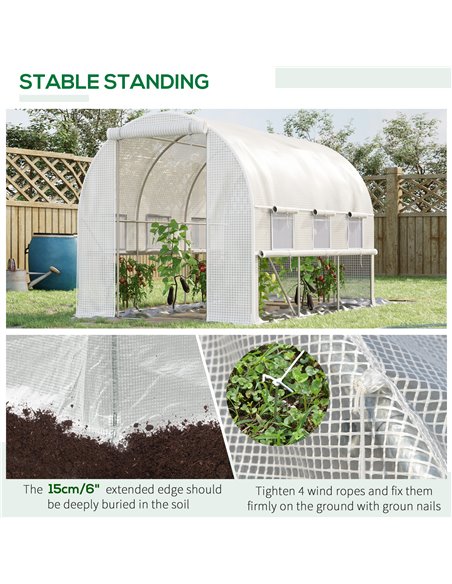 Outsunny 3 x 2 x 2m Walk-in Tunnel Greenhouse, White 845-611WT - pic 38365 | FastDaddyshop