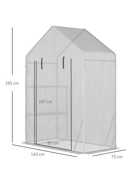 Outsunny Greenhouse for Outdoor, Portable Gardening Plant Grow House with 2 Tier Shelf, Roll-Up Zippered Door, PE Cover, 143 x 7 - pic 38372 | FastDaddyshop
