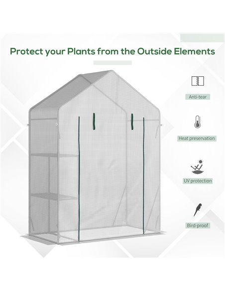Outsunny Greenhouse for Outdoor, Portable Gardening Plant Grow House with 2 Tier Shelf, Roll-Up Zippered Door, PE Cover, 143 x 7 - pic 38373 | FastDaddyshop