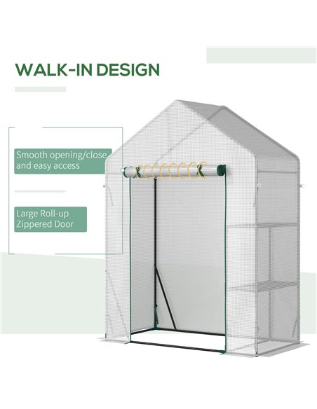 Outsunny Greenhouse for Outdoor, Portable Gardening Plant Grow House with 2 Tier Shelf, Roll-Up Zippered Door, PE Cover, 143 x 7 - pic 38374 | FastDaddyshop