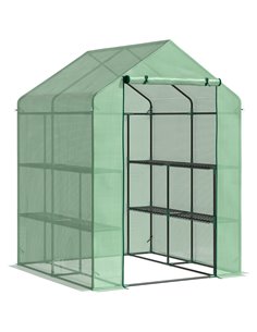 Outsunny Lean to Greenhouses with Shelves, Green 845-510