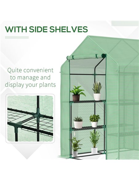 Outsunny Lean to Greenhouses with Shelves Polytunnel Steeple Green house Grow House Removable Cover 143x138x190cm, Green 845-510 - pic 38384 | FastDaddyshop