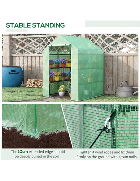 Outsunny Lean to Greenhouses with Shelves Polytunnel Steeple Green house Grow House Removable Cover 143x138x190cm, Green 845-510 - pic 38385 | FastDaddyshop