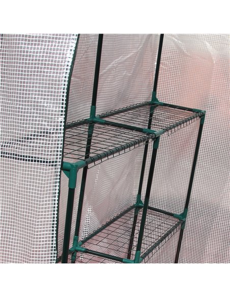 Outsunny Walk-In Greenhouse Portable Gardening Plant Grow House with 2 Tier Shelf, Roll-Up Zippered Door and PE Cover, 143 x 143 - pic 38395 | FastDaddyshop