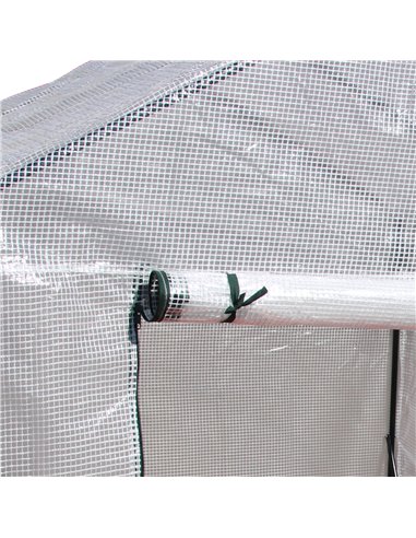 Outsunny Walk-In Greenhouse Portable Gardening Plant Grow House with 2 Tier Shelf, Roll-Up Zippered Door and PE Cover, 143 x 143
