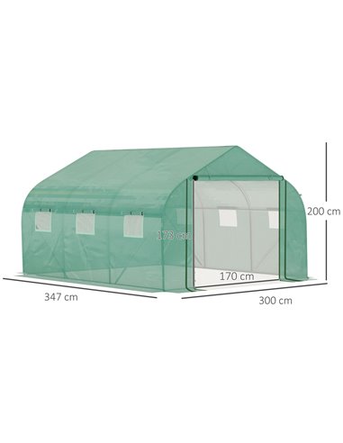 Outsunny Walk-in Polytunnel Garden Greenhouse, Green 845-563