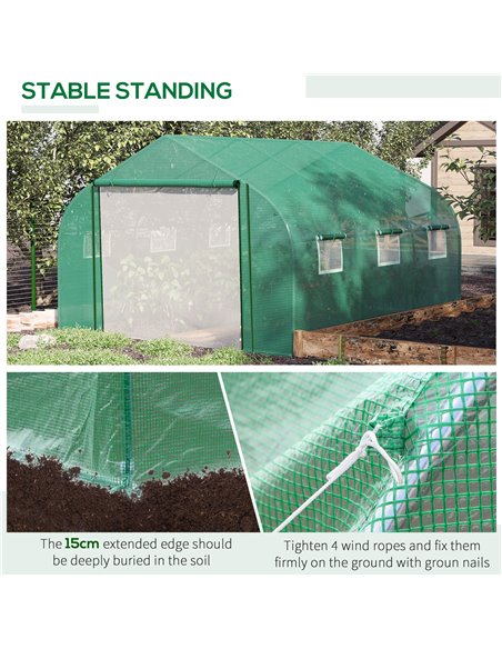 Outsunny Walk-in Polytunnel Garden Greenhouse, Outdoor Greenhouse with PE Cover, Zippered Roll Up Door and 6 Windows, 3.5 x 3 x  - pic 38401 | FastDaddyshop