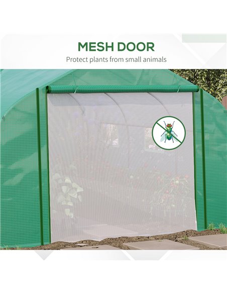 Outsunny Walk-in Polytunnel Garden Greenhouse, Outdoor Greenhouse with PE Cover, Zippered Roll Up Door and 6 Windows, 3.5 x 3 x  - pic 38404 | FastDaddyshop