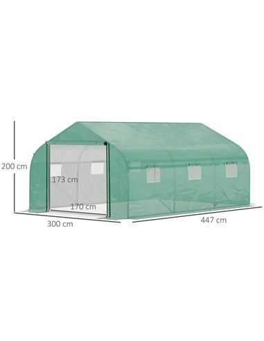Outsunny 4.47 x 3 x 2m Walk-in Tunnel Greenhouse, Green 845-563V01