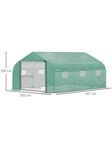 Outsunny 4.47 x 3 x 2m Walk-in Tunnel Greenhouse, Green 845-563V01 - pic 38408 | FastDaddyshop