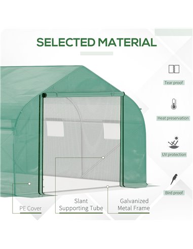 Outsunny 4.47 x 3 x 2m Walk-in Tunnel Greenhouse, Green 845-563V01