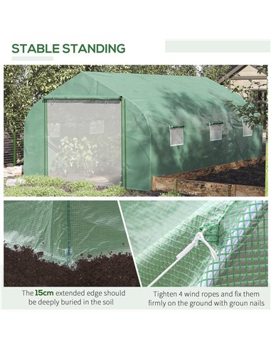 Outsunny 4.47 x 3 x 2m Walk-in Tunnel Greenhouse, Green 845-563V01