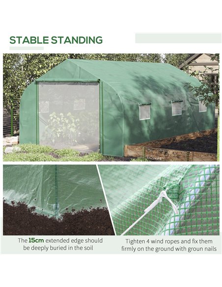 Outsunny 4.47 x 3 x 2m Walk-in Tunnel Greenhouse, Green 845-563V01 - pic 38410 | FastDaddyshop